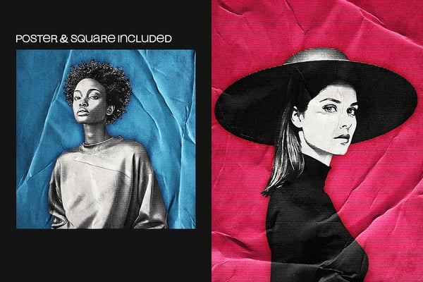 Grainy Halftone Square And Poster Photo Effect