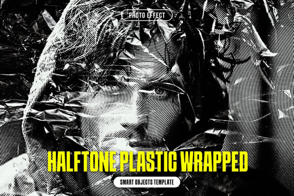 Halftone Plastic Wrapped Photo Effect