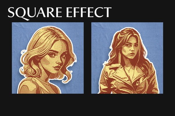 Paper Cutout Square And Poster Photo Effect