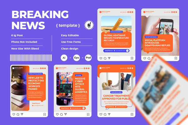 Breaking News Clean Layout Template Instagram Post
