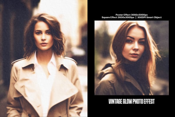 Vintage Glow Square And Poster Photo Effect