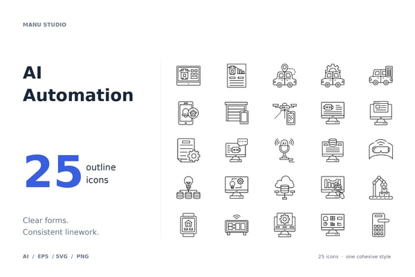 AI Automation Icon Set – Artificial Intelligence & Workflow Icons