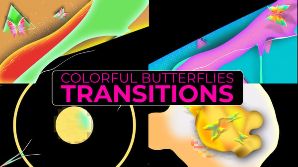 Free Vibrant Abstract Fluid Transitions with Butterflies
