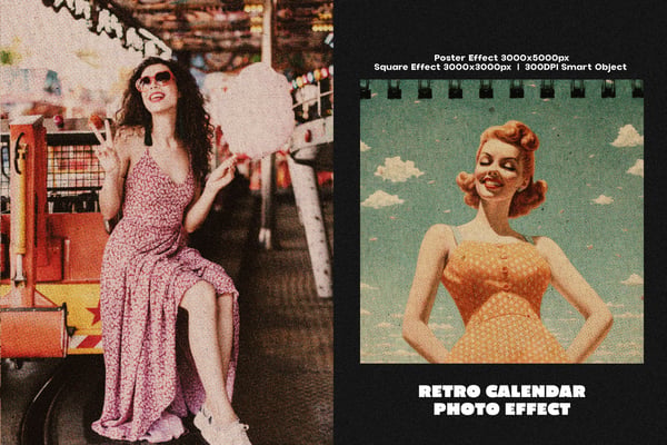 Retro Calendar Square And Poster Photo Effect