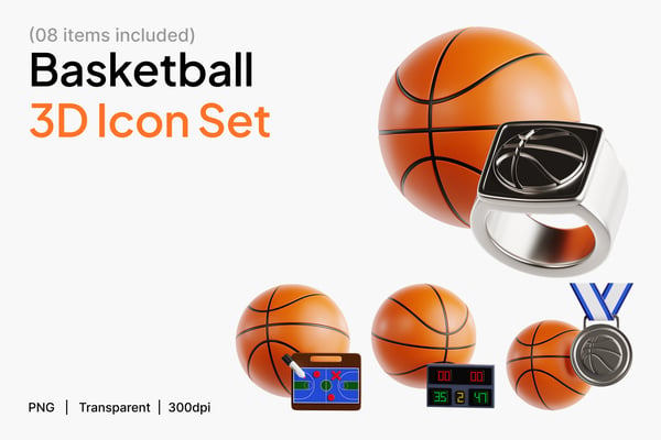 Basketball 3D Icon Set