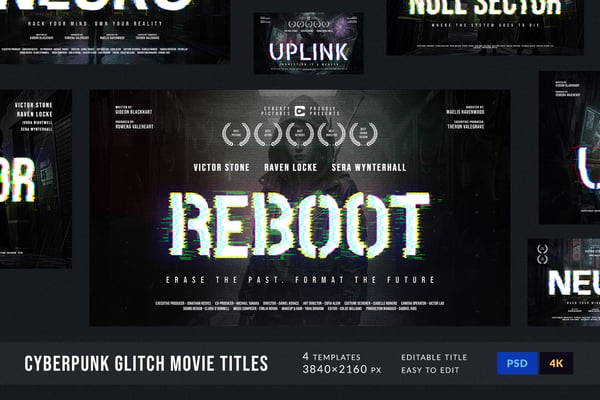 Cyberpunk Glitch Movie Titles