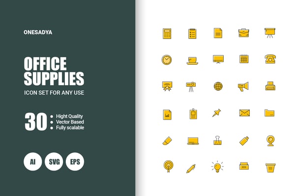 Office Supplies Icon – Clean & Modern Office Essentials