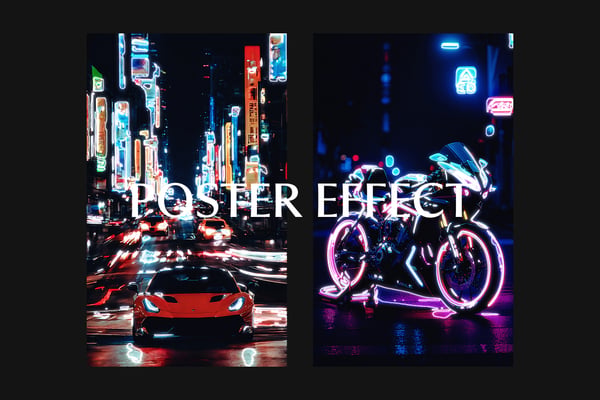 Neon Highlight Square And Poster Photo Effect