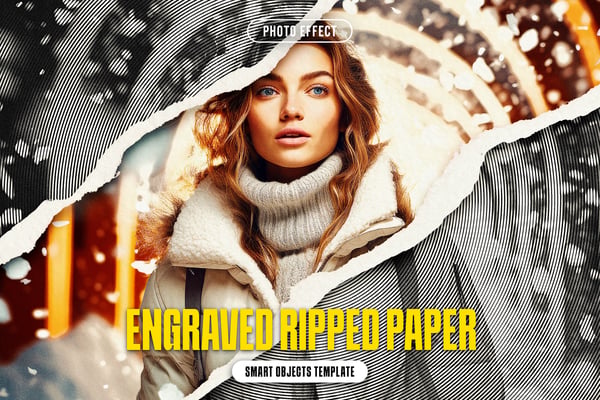 Engraved Ripped Paper Photo Effect