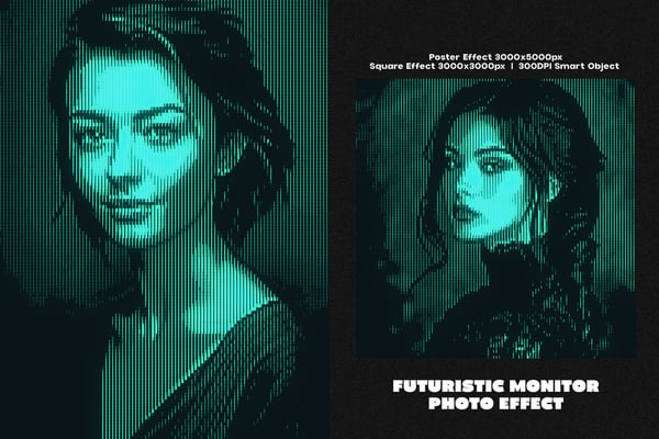Futuristic Monitor Square And Poster Photo Effect