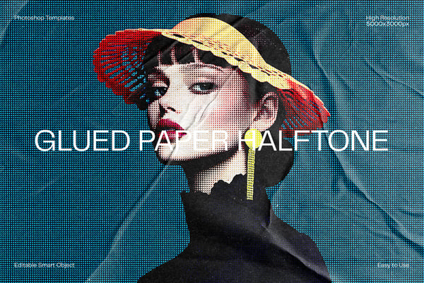 Glued Paper Halftone Photo Effect