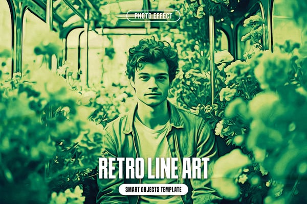 Retro Line Art Photo Effect