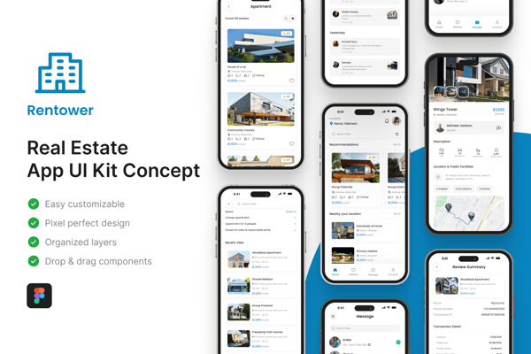 Rentower - Real Estate  App UI Kit