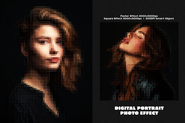 Digital Portrait Square And Poster Photo Effect