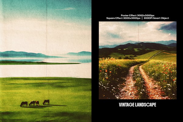 Vintage Landscape Square And Poster Photo Effect