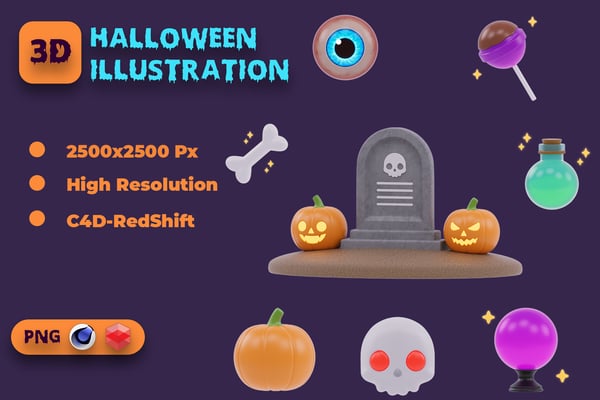 Halloween 3D Illustration Pack