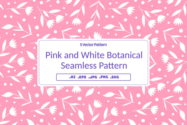 Pink and White Botanical Seamless Pattern