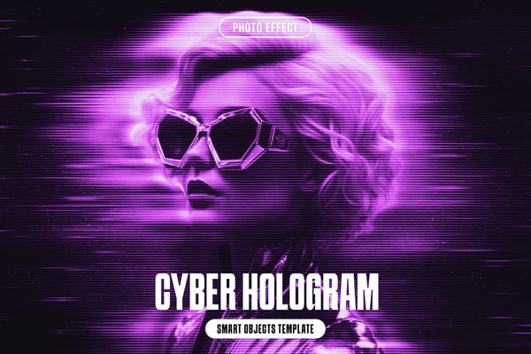 Cyber Hologram Photo Effect