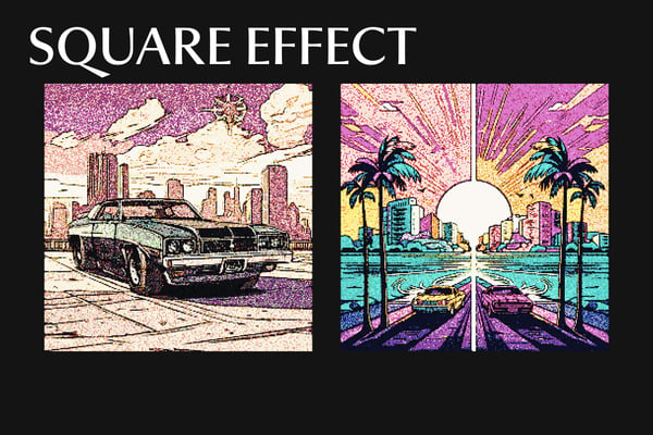 Color Pixelate Square And Poster Photo Effect