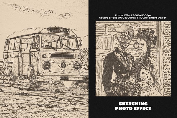 Sketching Square And Poster Photo Effect