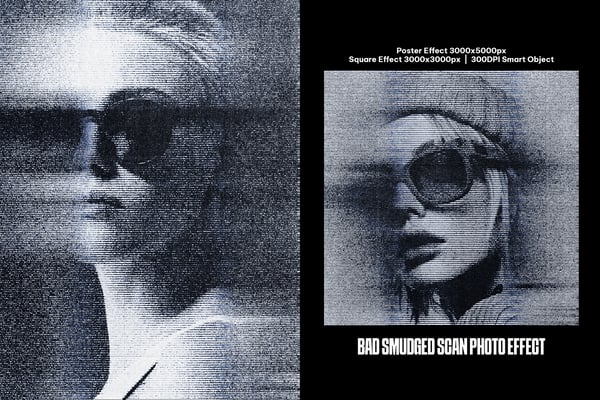 Bad Smudged Scan Square And Poster Photo Effect