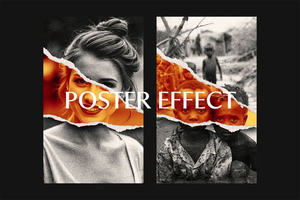 Torn Paper Square And Poster Photo Effect