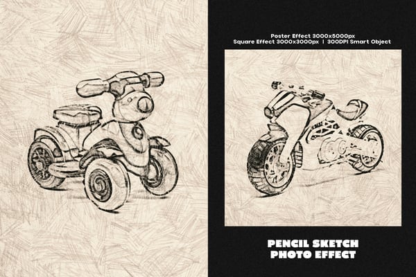 Pencil Sketch Square And Poster Photo Effect