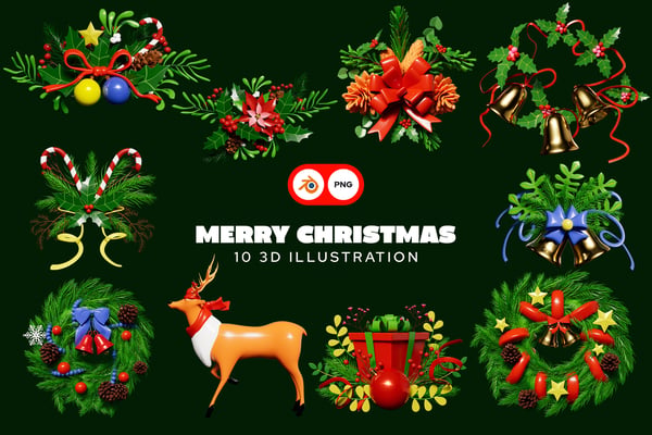 Merry Christmas 3D Illustration Pack
