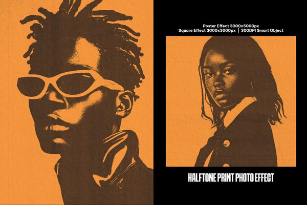 Halftone Print Square And Poster Photo Effect