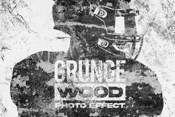 Grunge Wood Photo Effect PSD