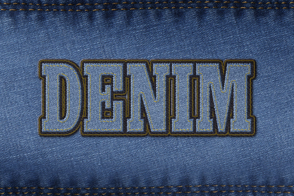 Embroidered Denim Patch Text Effect