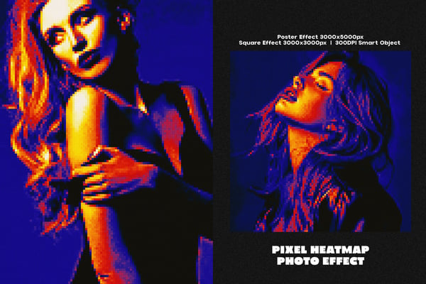 Pixel Heatmap Square And Poster Photo Effect