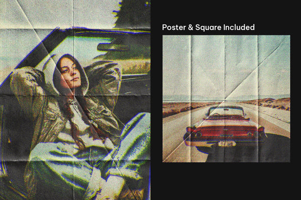 Folded Paper Retro Square And Poster Photo Effect