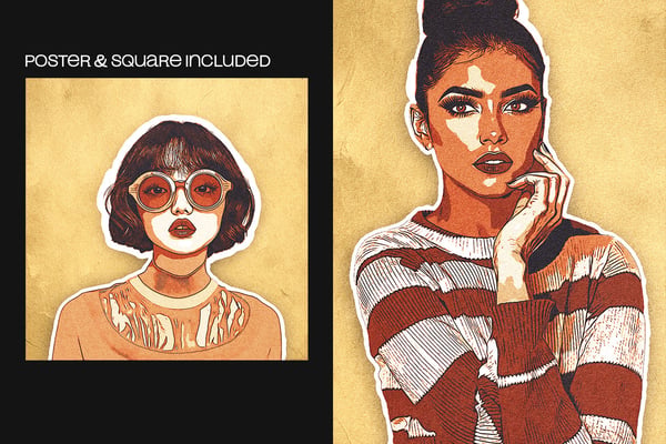 Retro Vector Square And Poster Photo Effect