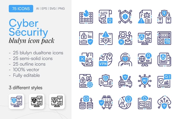 75 Cyber Security Icon Pack
