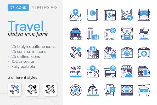 75 Travel Icon Pack