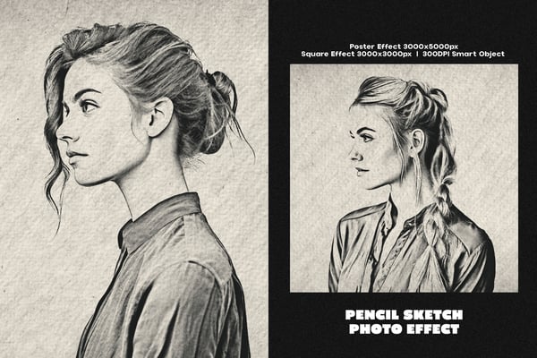 Pencil Sketch Square And Poster Photo Effect