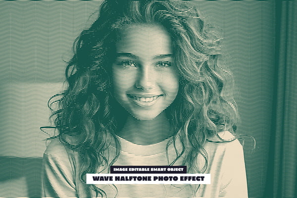 Wave Halftone Photo Effect