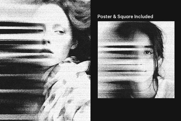 Retro Smudge Print Square And Poster Photo Effect