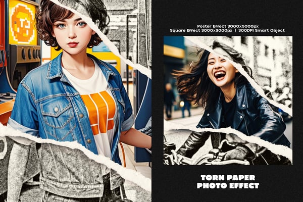 Torn Paper Square And Poster Photo Effect