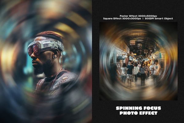 Spinning Focus Square And Poster Photo Effect