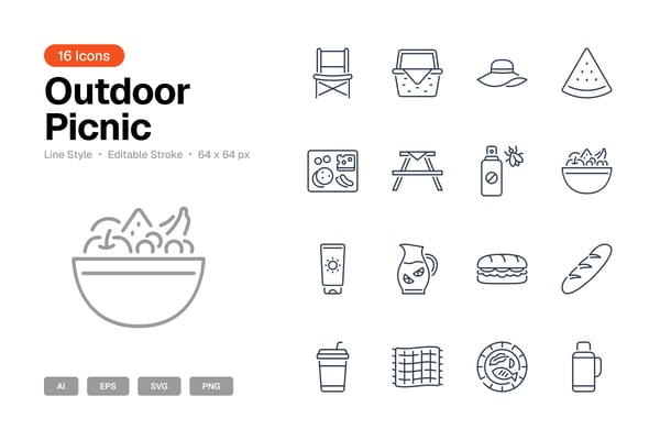 Outdoor Picnic Icon Set