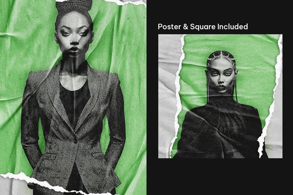 Vintage Halftone Square And Poster Photo Effect