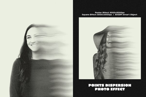 Points Dispersion Square And Poster Photo Effect