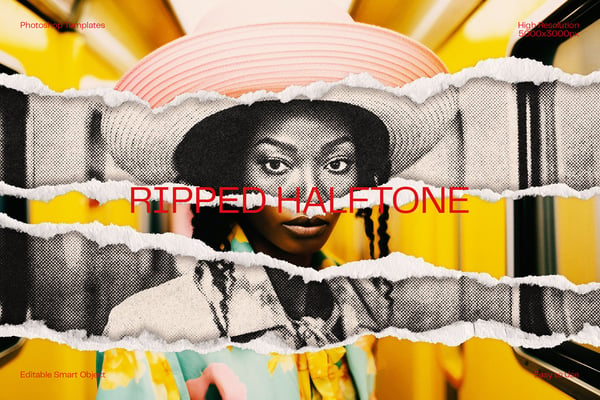 Ripped Halftone Photo Effect