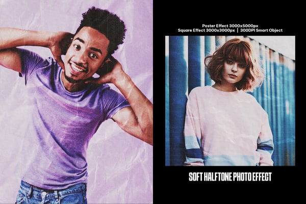 Soft Halftone Square And Poster Photo Effect