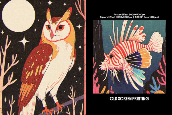 Old Screen Printing Square And Poster Photo Effect