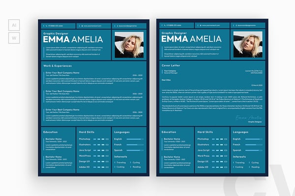 Blue Graphics Style Resume CV