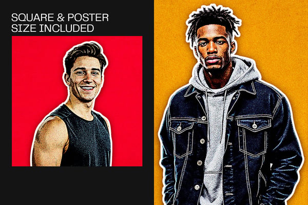 Cut Out Sticker Square And Poster Photo Effect