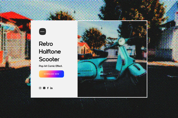 Retro Halftone Scooter - Pop Art Comic Effect